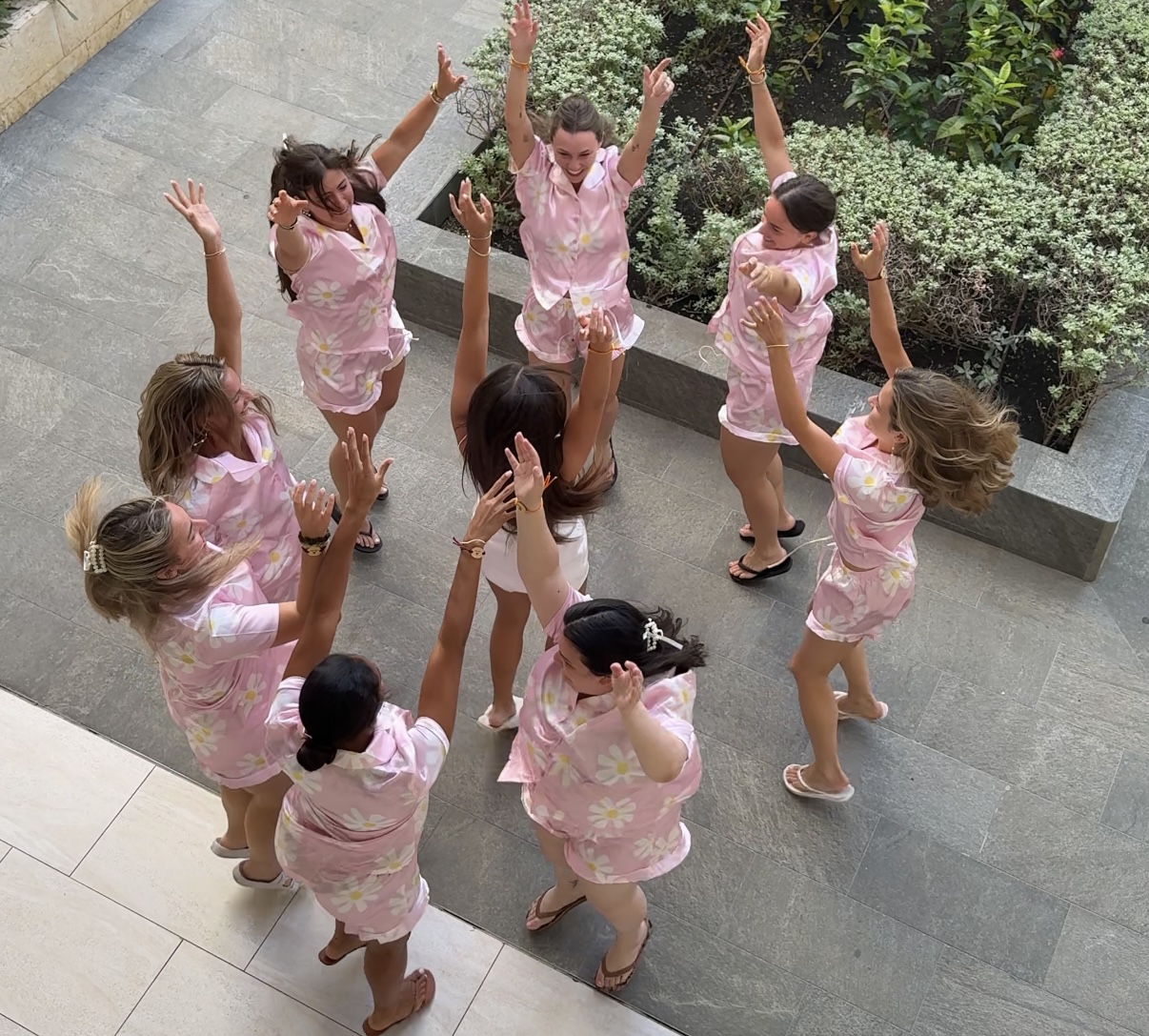 Bridesmaids celebrating together